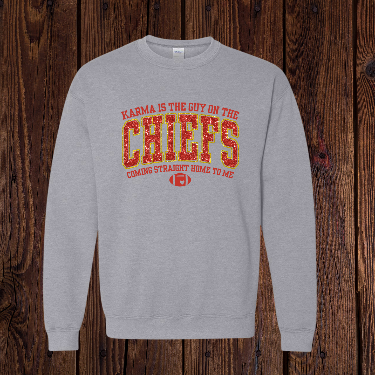 Karma is the guy on the Chiefs Sweatshirt